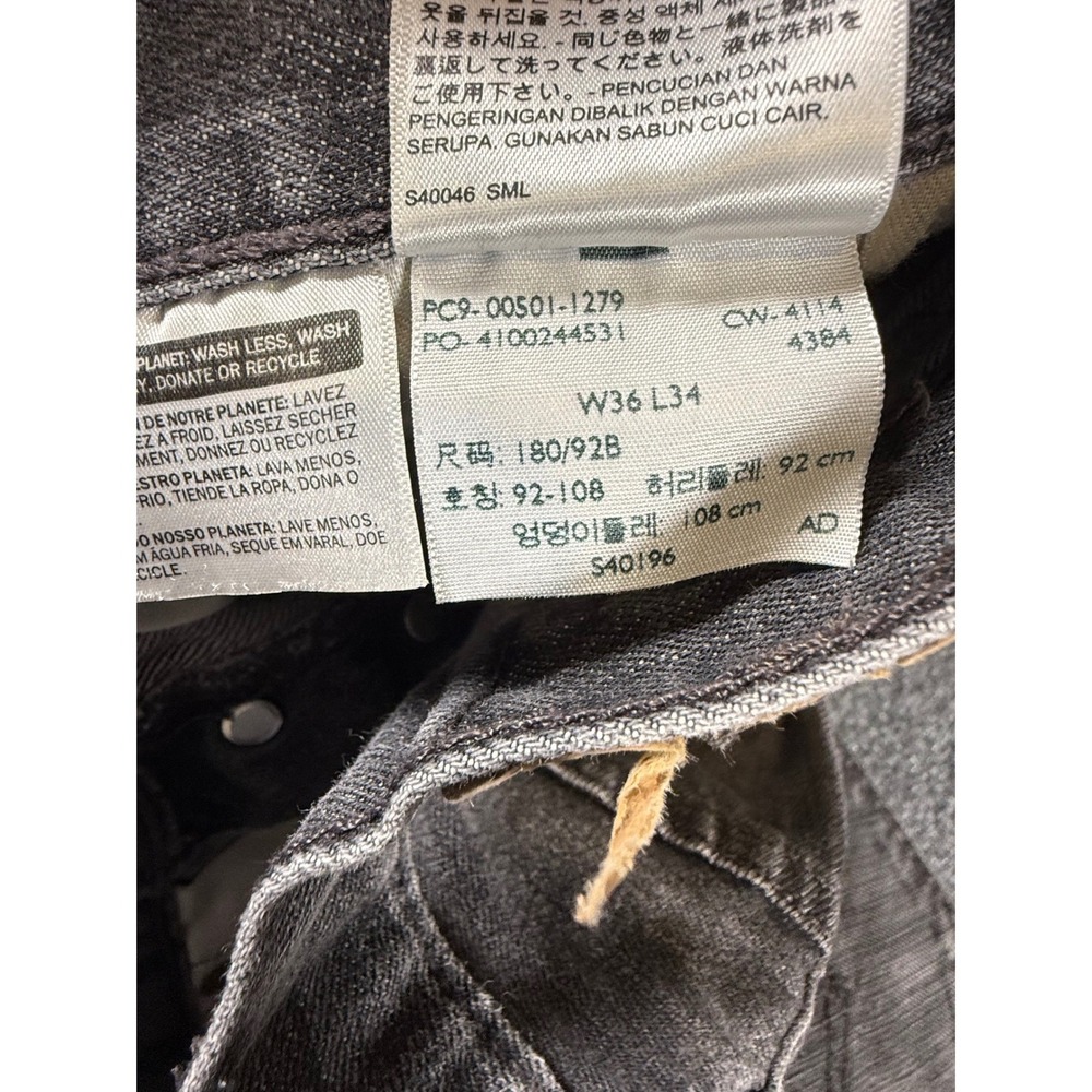 Levi's Jeans Mens 36x34 501 Gray Wash Straight Leg Button Fly Faded Y2K Punk - Picture 4 of 11